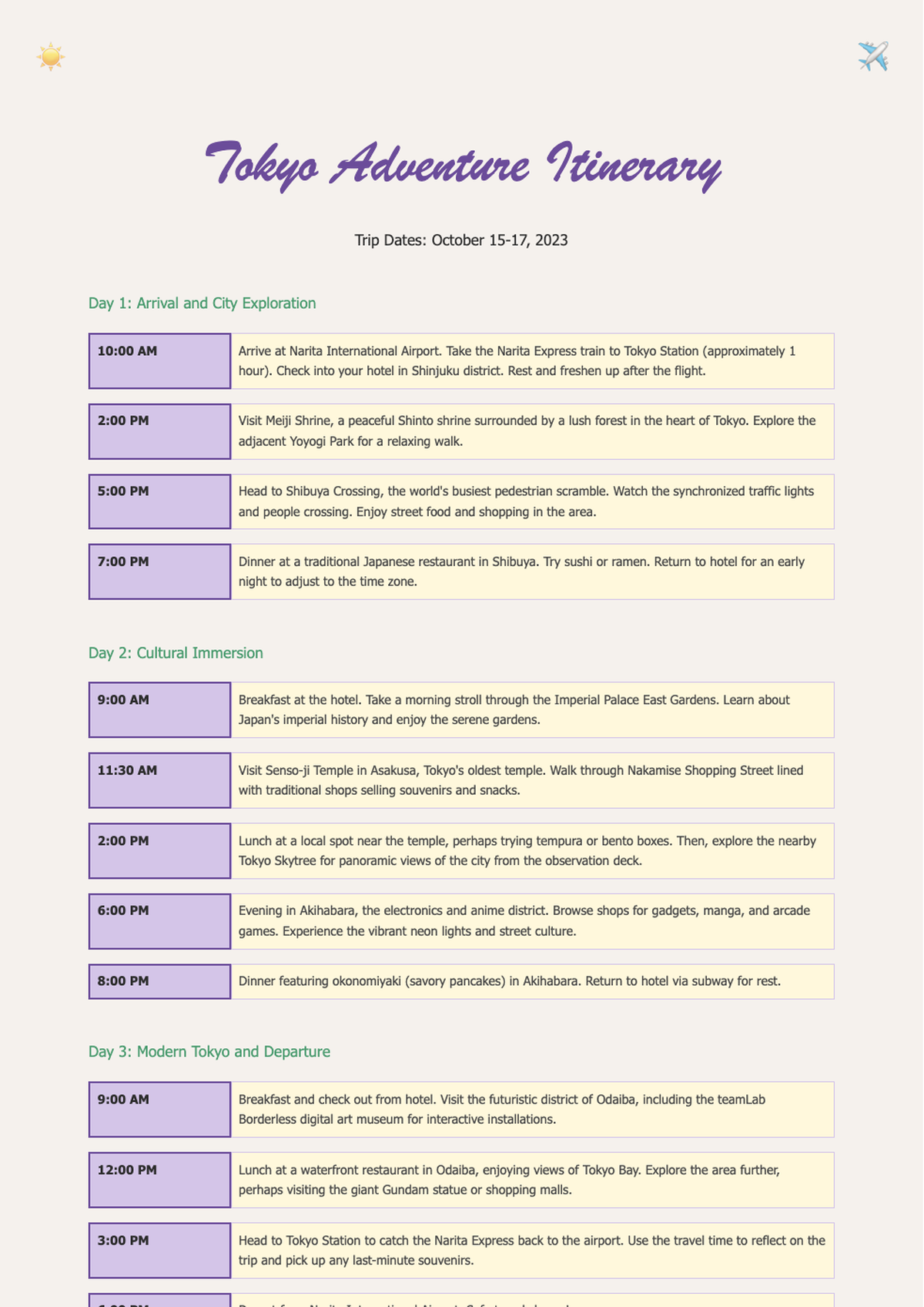 Colorful two day travel itinerary with schedule and decorative icons_variant_2